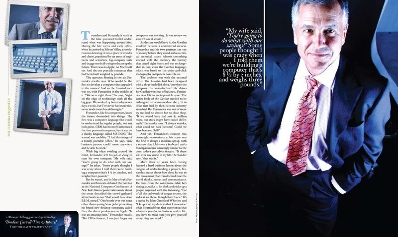 Feature spread with dramatic portrait photography
