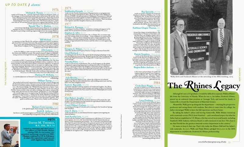 'The Raines Legacy' alumni profile spread